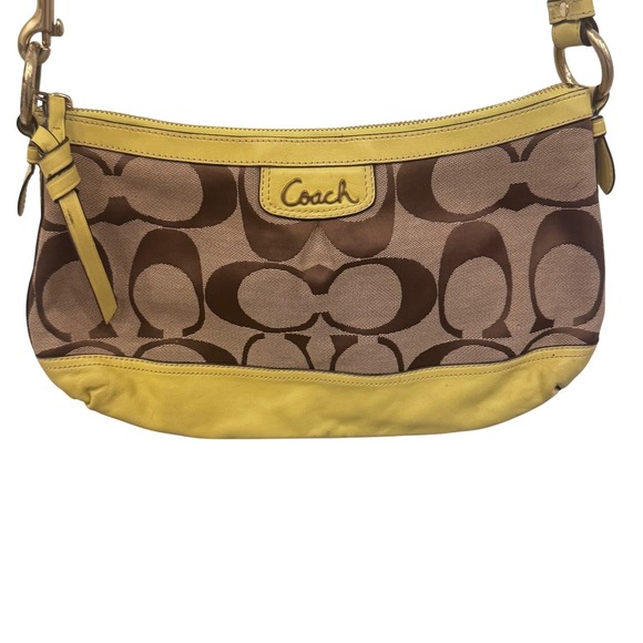 Coach Park Signature Chartreuse Leather and Canvas‎ Crossbody Y2K 11x7x3 RARE - Picture 10 of 10